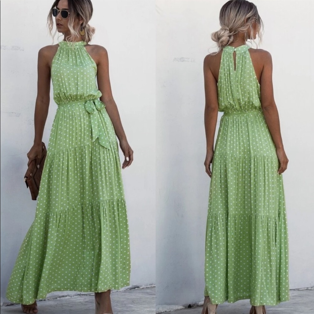 Boho gypsy dot halter maxi dress New - Picture 4 of 5